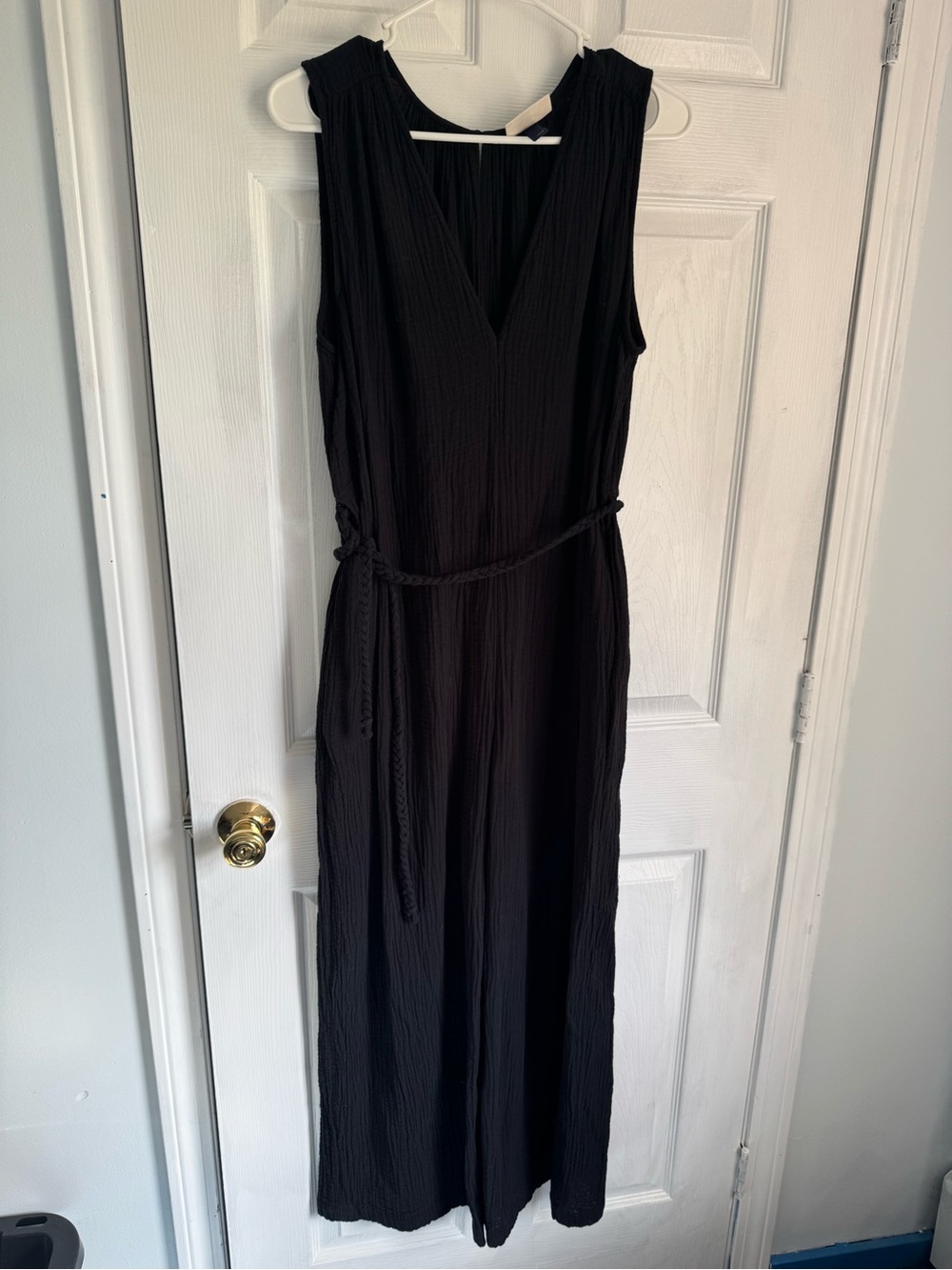 Universal Thread Black Gauze Wide Leg Jumpsuit - M - V-Neck Sleeveless with Brai